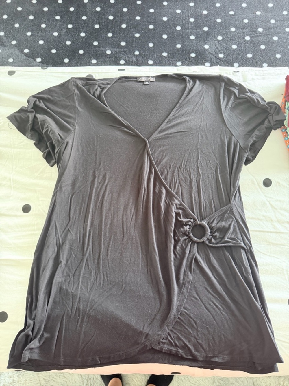 Lane Bryant Black Wrap-Style Tunic with Ring Detail